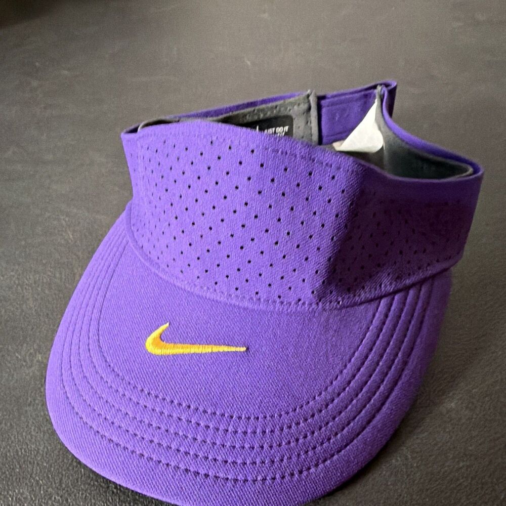 Nike Adjustable Golf Visor Purple/Yellow Dri-FIT Logo Mesh CU6570-548
